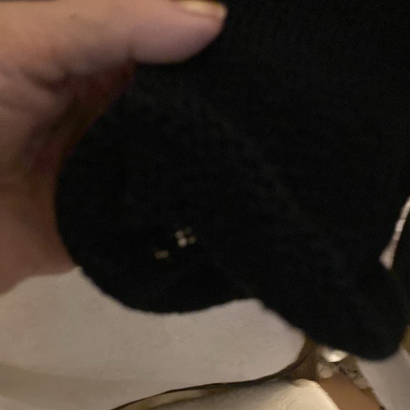 PeterNygard black thick sweater mini dress/top cuffed sleeved.sheer layer at end - Picture 5 of 8